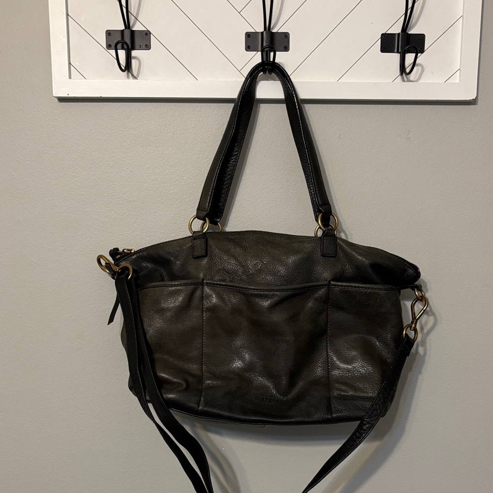 Margot New York Elegant army green Leather Tote Bag